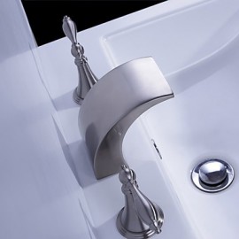 Badewanne & Dusche Wasserfall Zwei Griffe Drei Löcher with Gebürsteter Nickel Waschbecken Wasserhahn