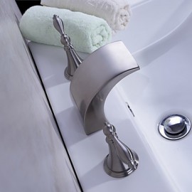 Badewanne & Dusche Wasserfall Zwei Griffe Drei Löcher with Gebürsteter Nickel Waschbecken Wasserhahn