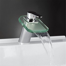 Zeitgenössisch Becken LED / Wasserfall / berühren / berührungslos with Messingventil Einzigen Handgriff Zwei Löcher for Chrom,