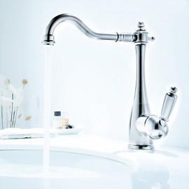 Traditionell Standard Spout Becken drehbarer with Keramisches Ventil Einhand Ein Loch for Gebürsteter Nickel, Armatur für die Küche